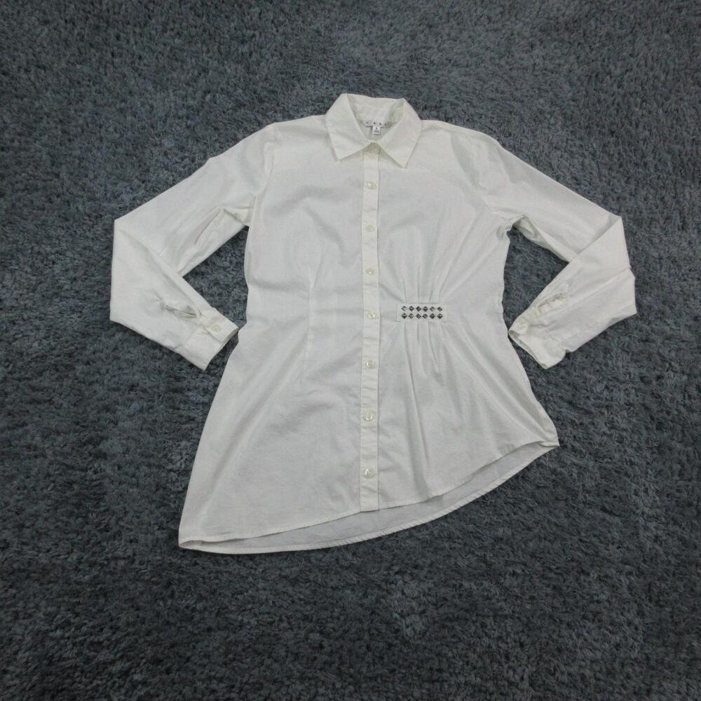 Cabi Shirt Womens Small Long Sleeve Button Up Studded Tunic Blouse Workwear